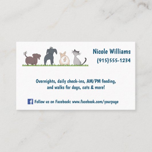 Carte De Visite Paramètre d'animal de compagnie agréable (Devant)
