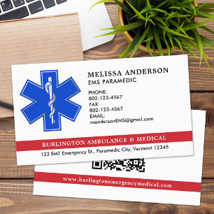 Carte De Visite Paramètre EMS Ambulance Star Of Life Logo QR Code