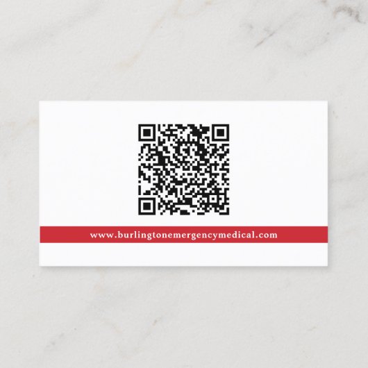 Carte De Visite Paramètre EMS EMT Ambulance Star Of Life QR Code (Dos)