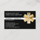 Carte De Visite Paramètre EMS EMT Ambulance Urgence Logo Médicale (Devant)