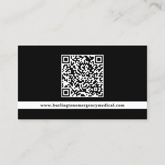 Carte De Visite Paramètre EMS EMT Ambulance Urgence QR Code Logo (Dos)