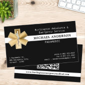 Carte De Visite Paramètre EMS EMT Gold Ambulance Logo QR Code
