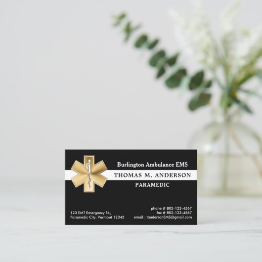 Carte De Visite Paramètre personnalisé EMS EMT Ambulance Code QR M (Debout devant)