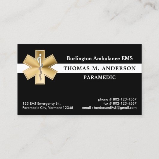 Carte De Visite Paramètre personnalisé EMS EMT Ambulance Code QR M (Devant)