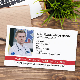 Carte De Visite Paramètre personnalisé EMS EMT photo Médicale d'ur