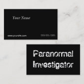 Carte de visite paranormal d'investigateur (Devant / Derrière)