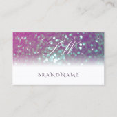 Carte De Visite Paraphe de Parties scintillant Turquoise à rayures (Devant)