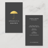 Carte De Visite Parapluie de Faux Gold Foil (Devant / Derrière)