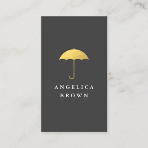 Carte De Visite Parapluie de Faux Gold Foil