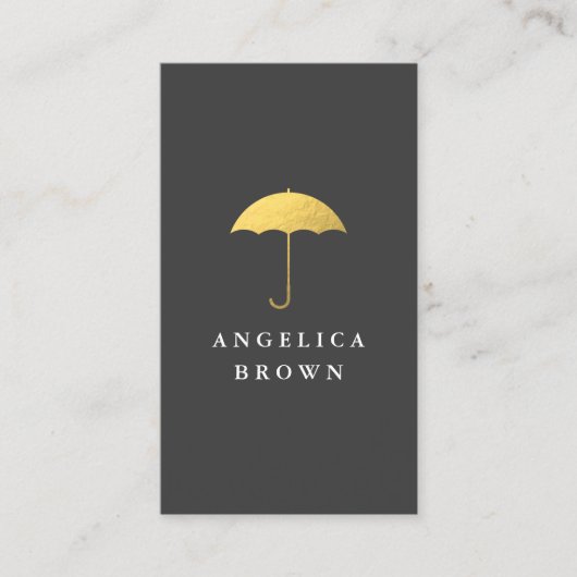Carte De Visite Parapluie de Faux Gold Foil (Devant)
