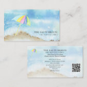 Carte De Visite *~* Parapluie de sable de plage Aquarelle de mer O (Devant / Derrière)
