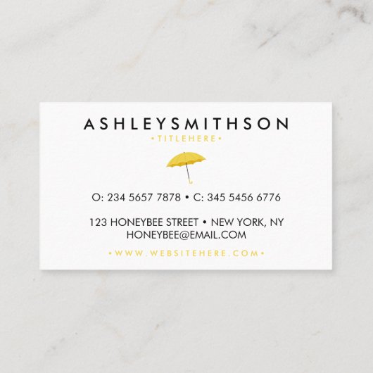 Carte De Visite Parapluie jaune (Dos)
