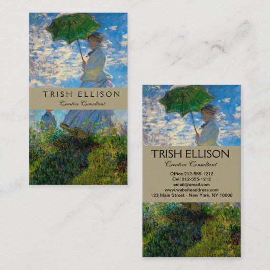 Carte De Visite Parasol Monet Femme Impressionnisme (Devant / Derrière)