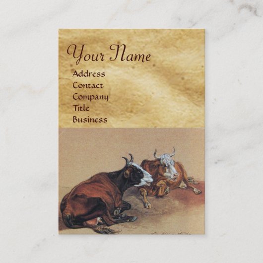 CARTE DE VISITE PARC MONOGRAMME DE DEUX VACHES LONGUES (Devant)