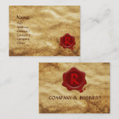 CARTE DE VISITE PARCHEMENT ANTICIPÉ, MONOGRAMME DE SCEAU DE CIRE R (Devant / Derrière)