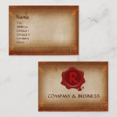 CARTE DE VISITE PARCHEMENT ANTICIPÉ, MONOGRAMME DE SCEAU DE CIRE R (Devant / Derrière)