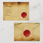 Carte De Visite PARCHEMENT ANTIQUE DE SCEAUX DE CIRE ROUGE Monogra (Devant / Derrière)