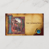 Carte De Visite PARCHEMENT DE NATIVITÉ Saphir bleu Monogramme (Dos)