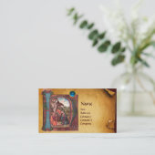 Carte De Visite PARCHEMENT DE NATIVITÉ Saphir bleu Monogramme (Debout devant)