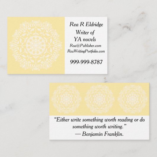 Carte De Visite Parchment Mandala (Devant / Derrière)