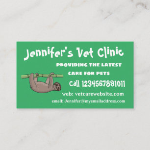 Carte De Visite Paresse souriante mignon sur dessin animé en bambo