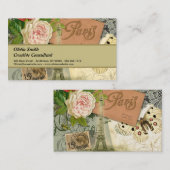 Carte De Visite Paris France Art Antique Collage Eiffel Français (Devant / Derrière)