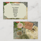 Carte De Visite Paris France Art Antique Collage Eiffel Français (Devant / Derrière)