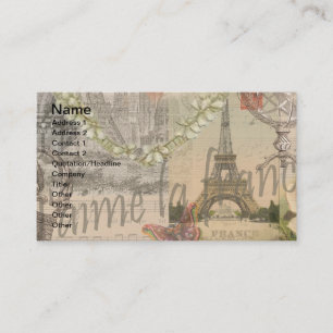 Carte De Visite Paris France Jolie Fille Douce Tour Eiffel