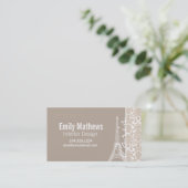 Carte De Visite Paris ; Motif Damas couleur amande (Debout devant)