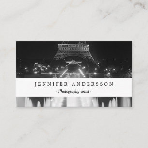 Carte De Visite Paris vintage fontaines tour Eiffel nuit
