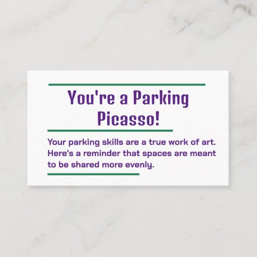 Carte De Visite Parking incorrect (Devant)