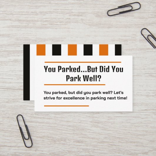 Carte De Visite Parking incorrect (Devant/Arrière en situation)
