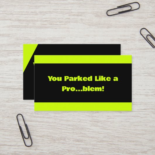 Carte De Visite Parking incorrect (Devant/Arrière en situation)