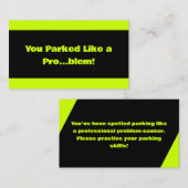 Carte De Visite Parking incorrect (Devant / Derrière)