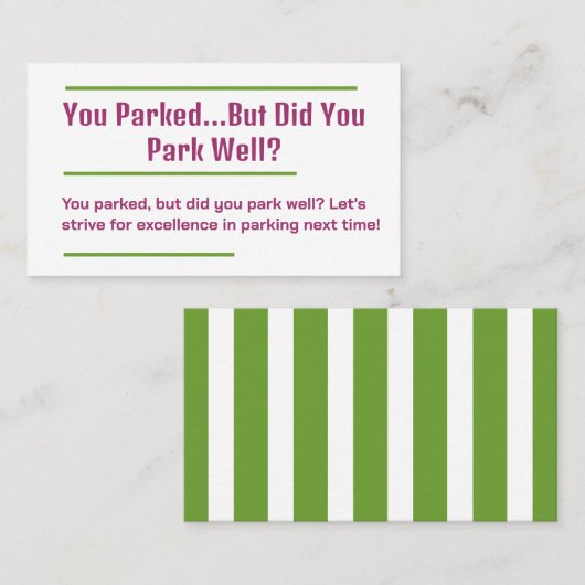 Carte De Visite Parking incorrect (Devant / Derrière)