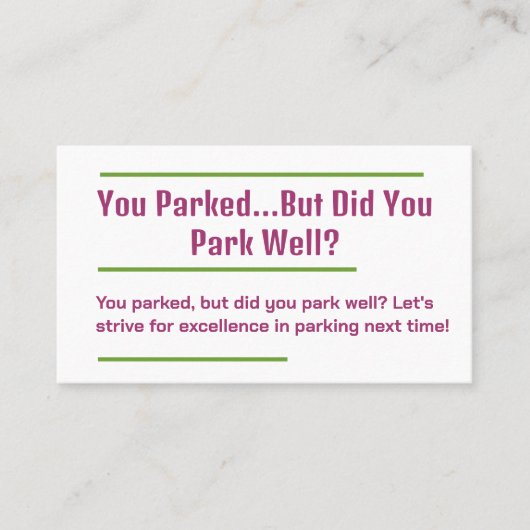 Carte De Visite Parking incorrect (Devant)