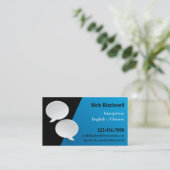 Carte de visite parlant d'interprète de bulles (Debout devant)