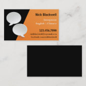 Carte de visite parlant d'interprète de bulles (Devant / Derrière)