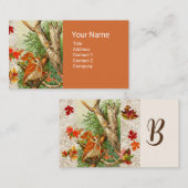 CARTE DE VISITE PARMI LES FEUILLES DE CHUTE EN BOIS (Devant / Derrière)