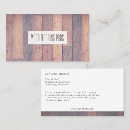 Carte De Visite Parquet | Menuiserie (Devant / Derrière)