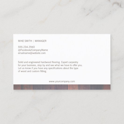 Carte De Visite Parquet | Menuiserie (Dos)