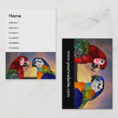 Carte De Visite PARROTS HYPER / ARA ROUGE ET BLEU, Pearle blanche (Devant / Derrière)
