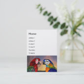 Carte De Visite PARROTS HYPER / ARA ROUGE ET BLEU, Pearle blanche (Debout devant)