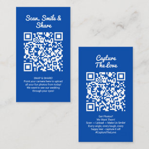 Carte De Visite Partage de photos Bleu Cobalt Capture Love Code QR