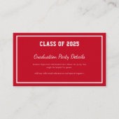 Carte De Visite Parti Moderne Red Graduation 2025 (Devant)