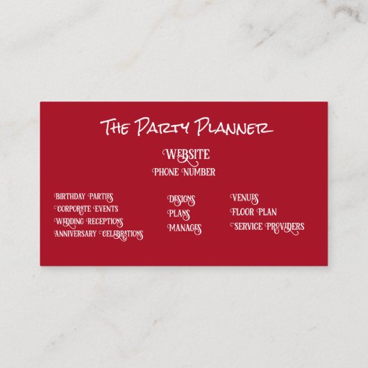 Carte De Visite Parti Planner Business Ca (Dos)