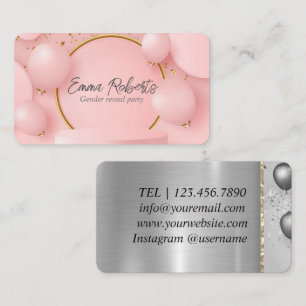Carte De Visite Partie de révélation de genre Premium Balloons ros