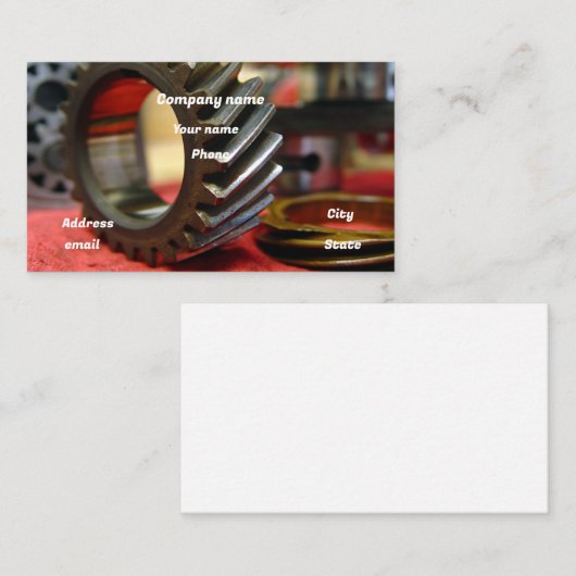 Carte De Visite Parties de la machine à engranger (Devant / Derrière)