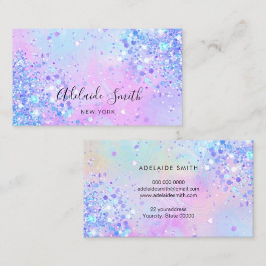 Carte De Visite parties scintillant à coller simulée (Devant / Derrière)