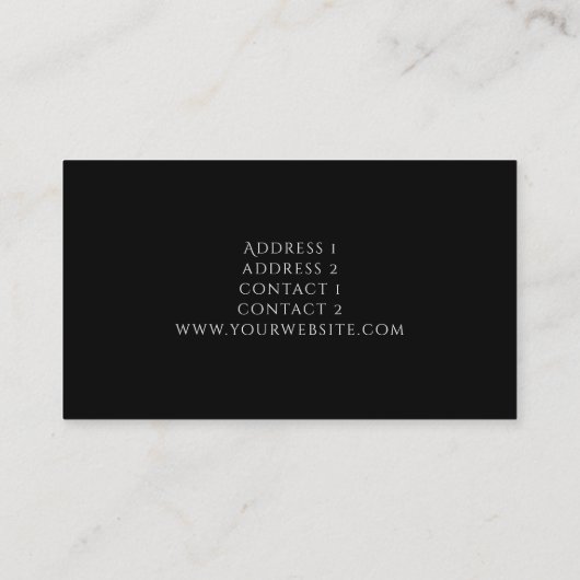 Carte De Visite parties scintillant à goutte noire sur fausse feui (Dos)